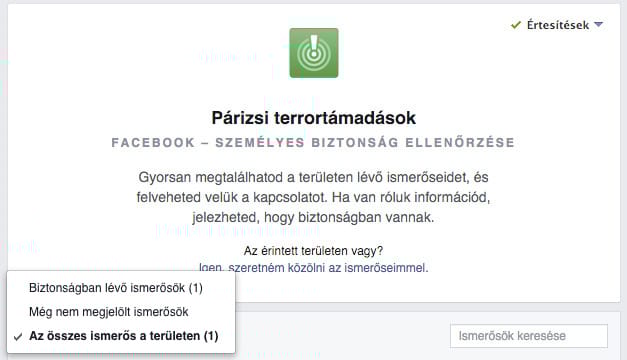 A párizsi terrortámadások miatt bekapcsolta a Facebook a biztonságot ellenőrző funkciót
