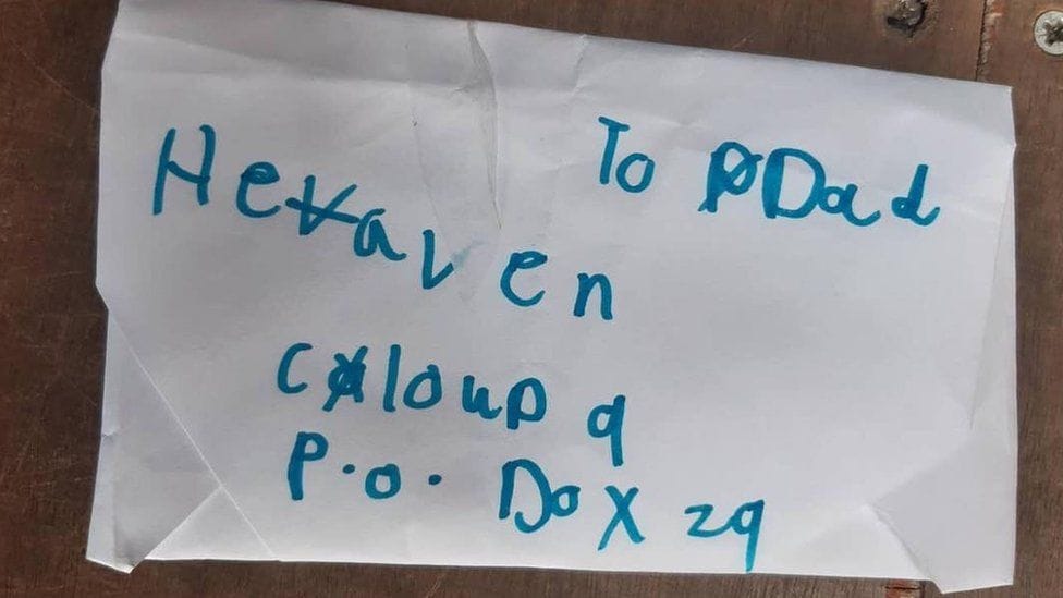 A mennyországba címezte a levelét egy kislány az apjának