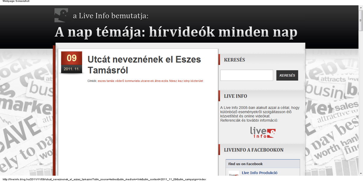 Utcát neveznének el Eszes Tamásról