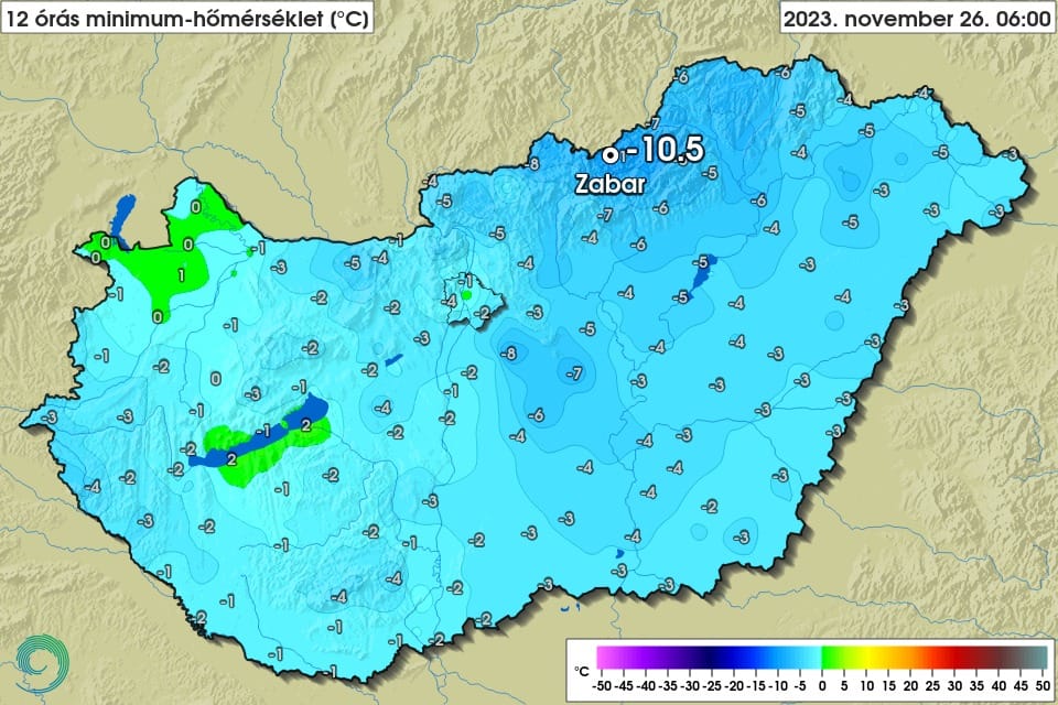 –10,5 Celsius-fokot mértek vasárnap reggel Zabarban, nem volt még ilyen hideg idén ősszel