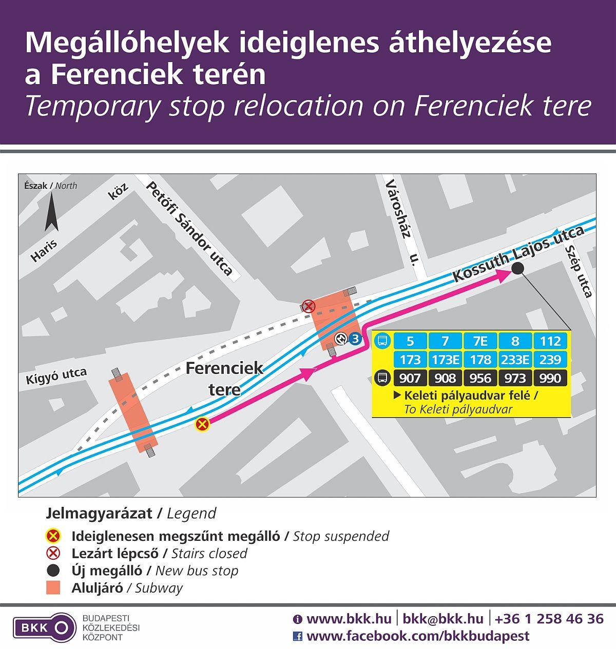 Áthelyezik a Ferenciek terén az egyik buszmegállót
