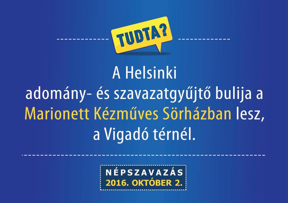Máris találtak új helyet a Magyar Helsinki Bizottság népszavazásos rendezvényéhez