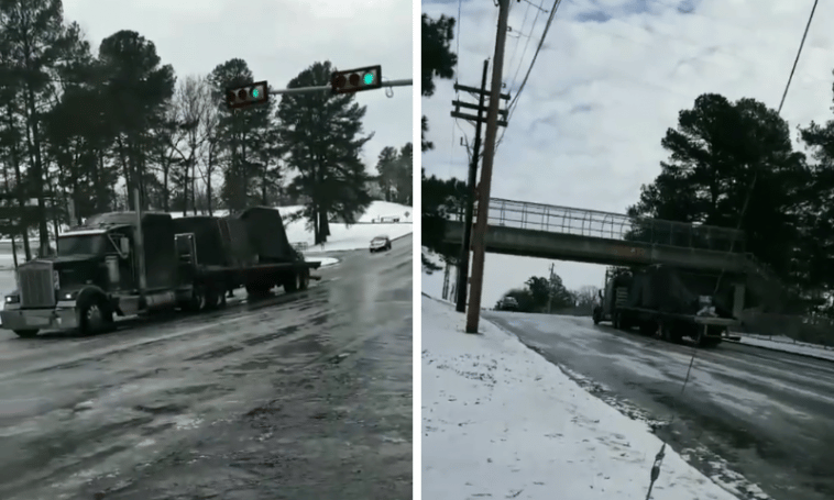 Az hagyján, hogy nem megy fel a kamion a jeges úton, de megindul vissza – videó