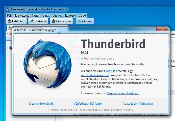 Letölthető a Thunderbird 10.0.1
