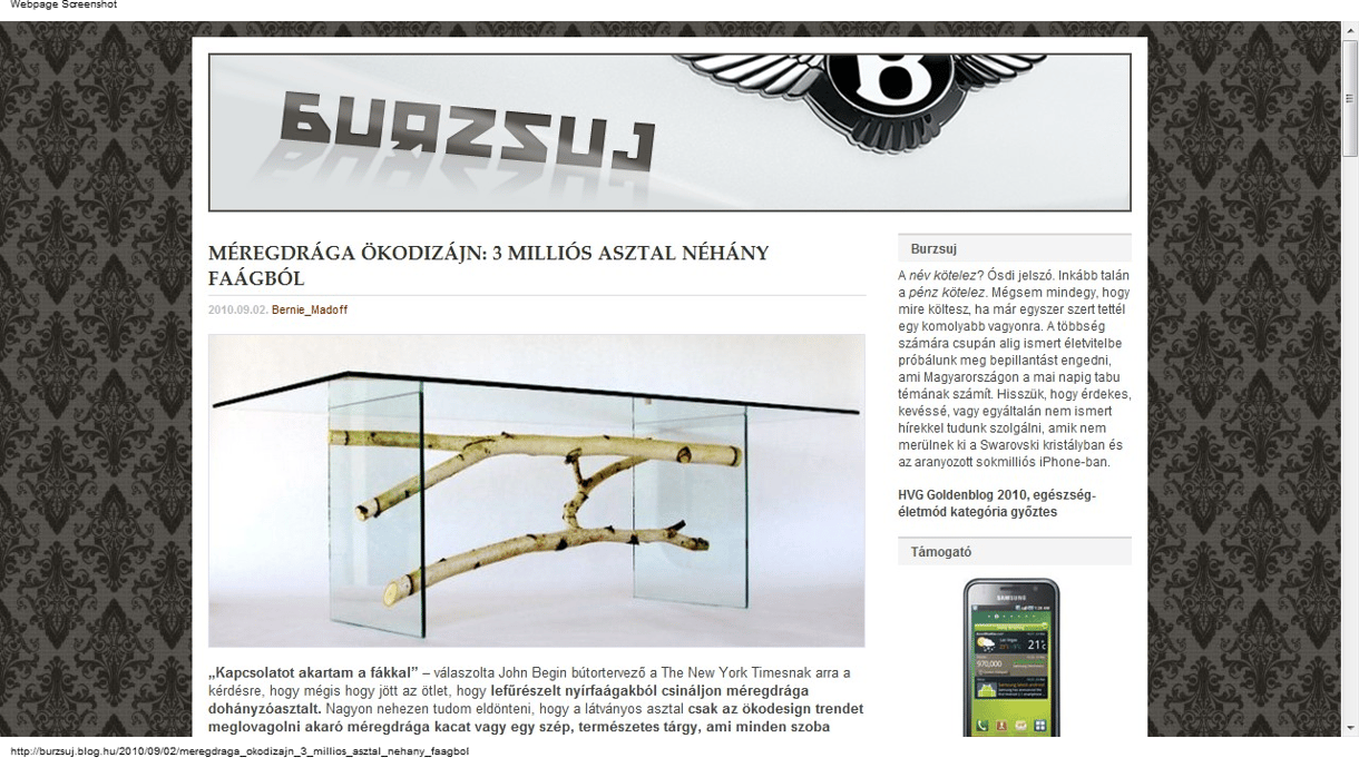 A világ legdrágább asztala 3 millióba kerül