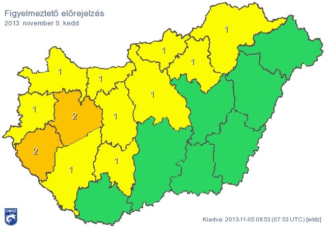 Figyelmeztetés az ország nagy részére: ömlik az eső egész nap – térkép