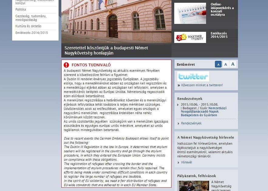 Német nagykövetség: Kell a regisztráció a budapesti menekülteknek