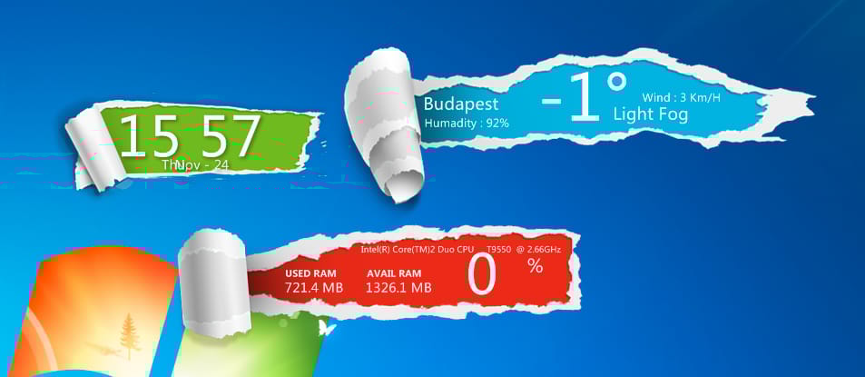 Rendkívül látványos időjárás-jelentés és óra a Windows Asztalára