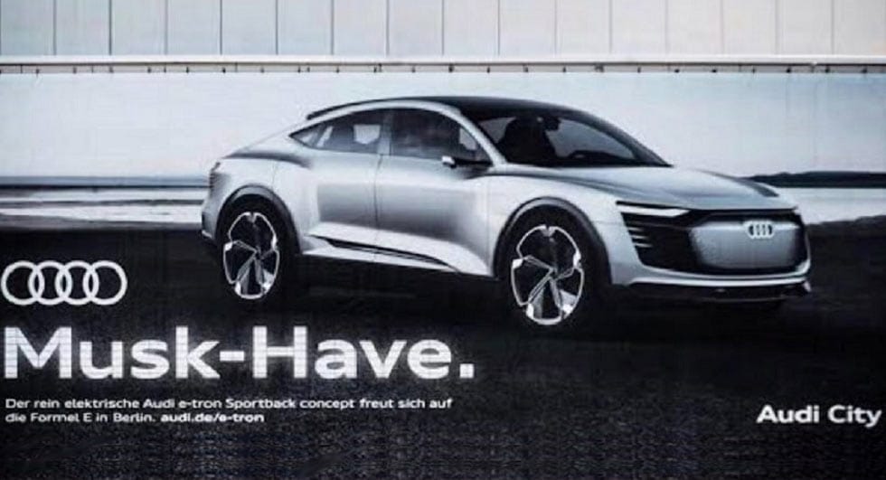 Mekkora szóviccel szólt be a Teslának az Audi?!