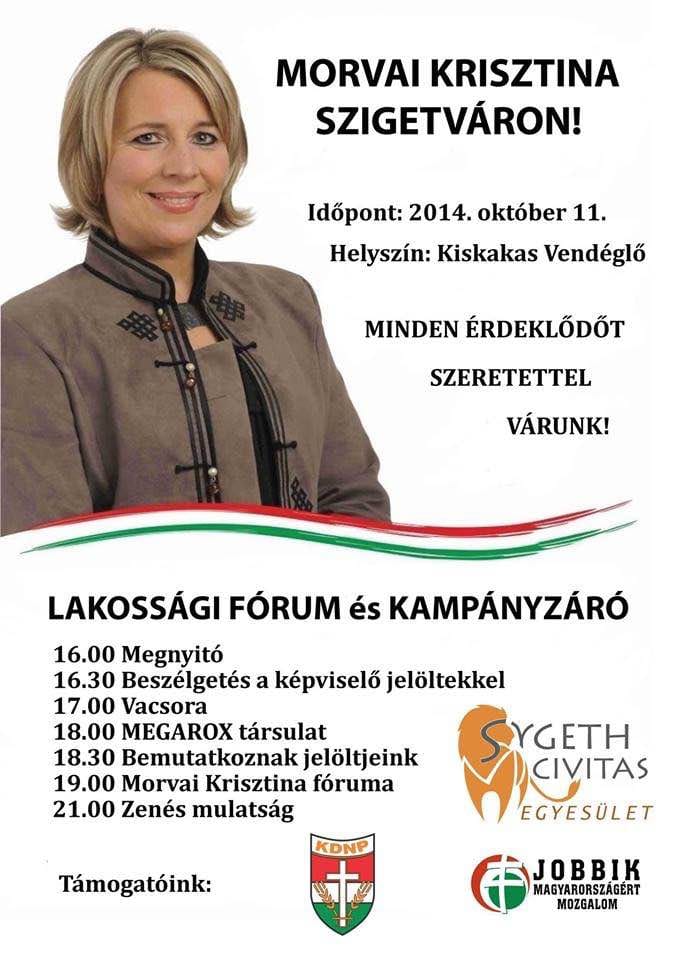 A KDNP támogatja Morvai Krisztina fórumát