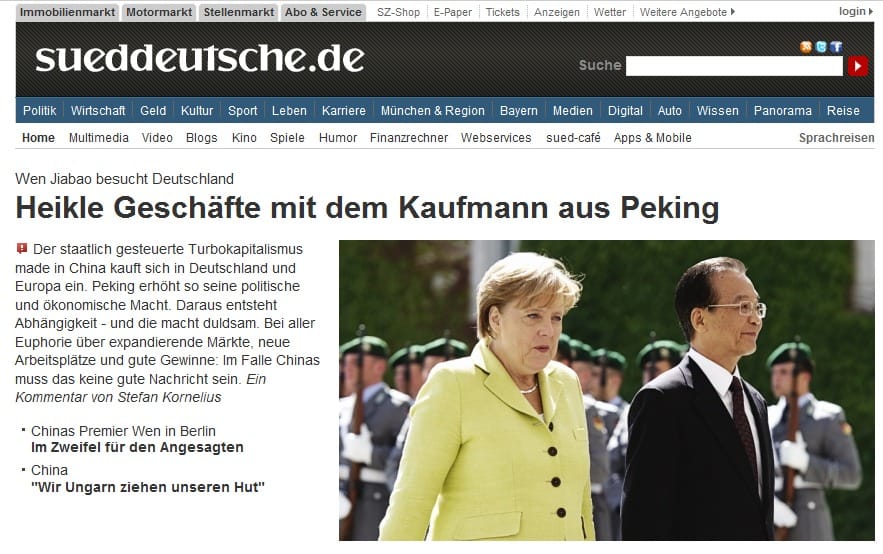 A Süddeutsche Zeitung szerint balgaság Magyarország függőségi viszonya Kínától