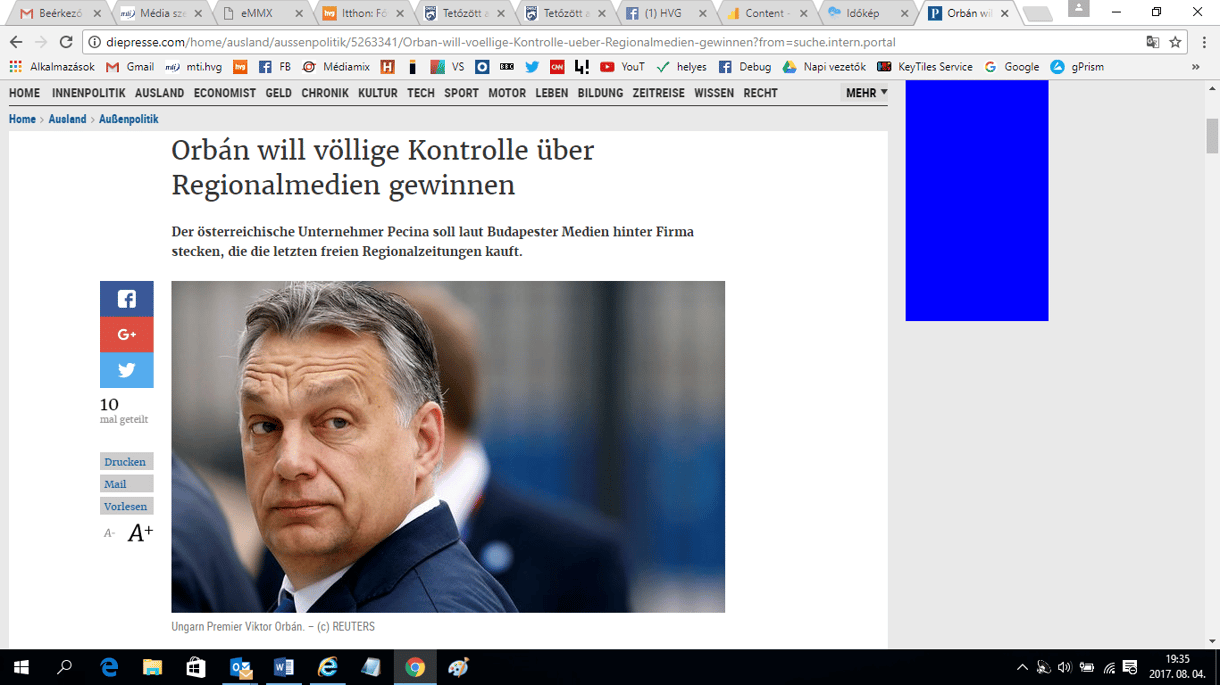 Orbán-sajtó Erdélyben? Talán. De a magyar vidéken mindenképp. Osztrák sajtóvélemény