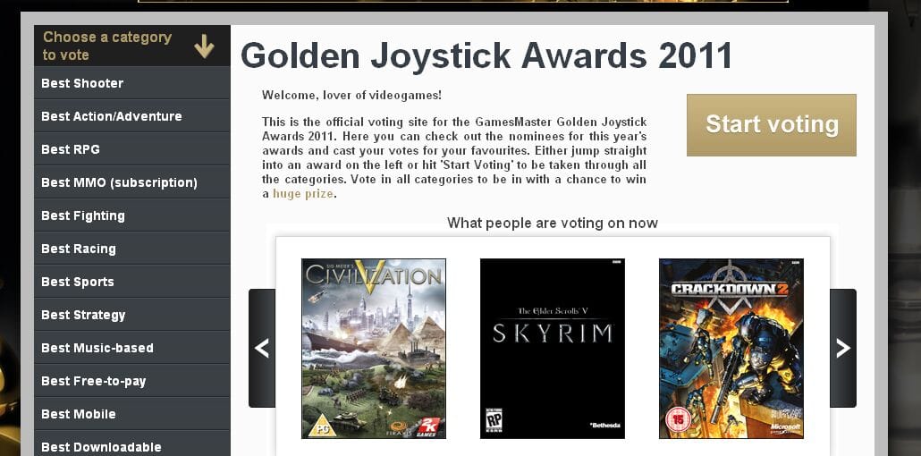 Már lehet szavazni az idei Golden Joystick díjazottakra