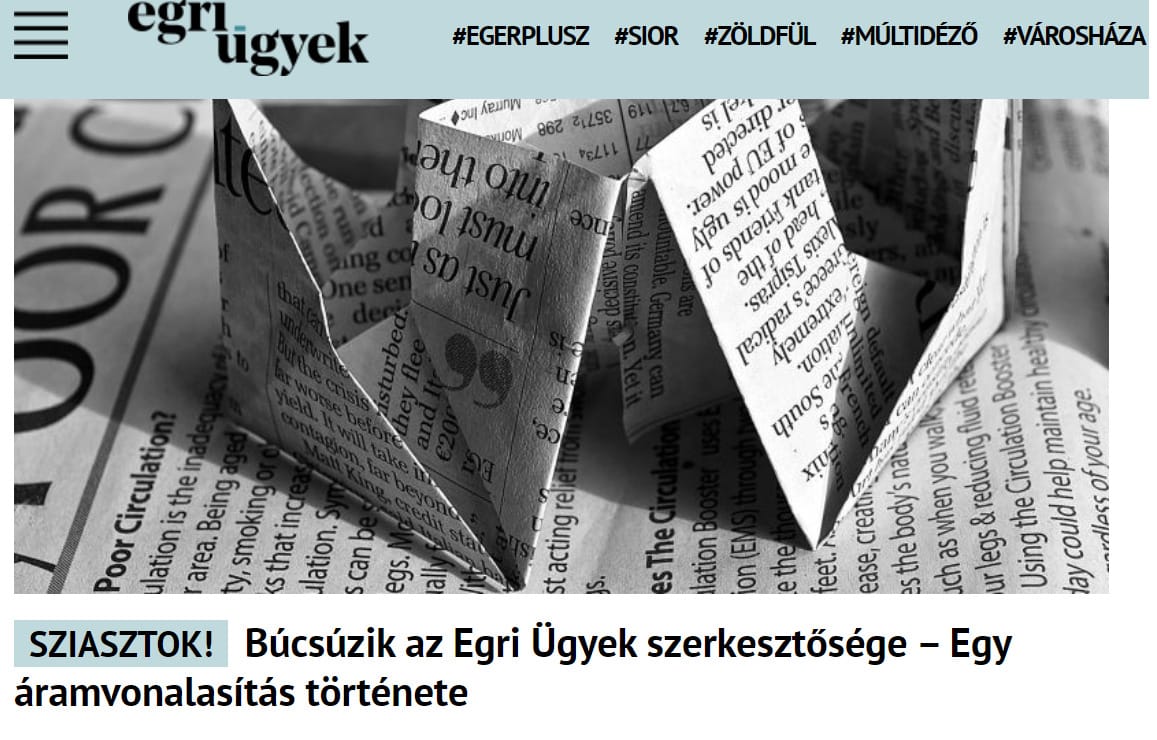 Kirúgták Ungár Péterék egyik vidéki lapjának, az Egri Ügyeknek a szerkesztőségét