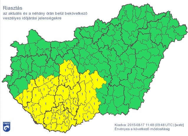 Besárgult a fél Dunántúl a felhőszakadások miatt – térkép