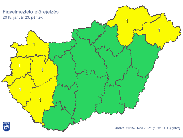Hét megyére adtak ki riasztást