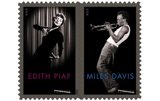 Fotó: Edith Piaf és Miles Davis bélyegen