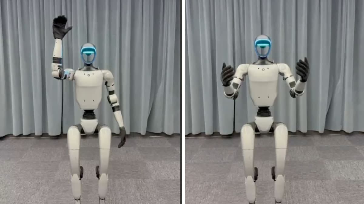 Kezet fog, ölelkezik és táncol a kínai humanoid robot, a Unitree G1