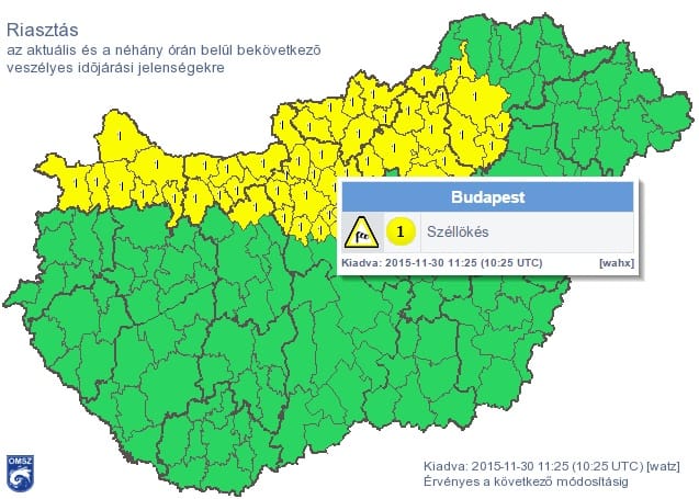 Riasztást adtak ki Budapestre is – térkép