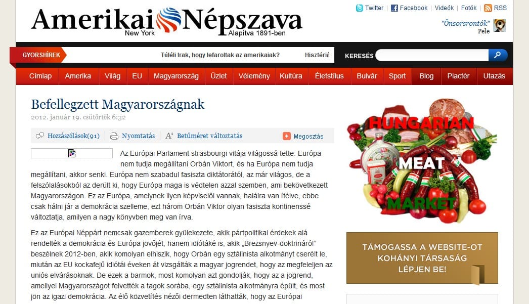 Kiakadt a Fidesz az Amerikai Népszava cikke miatt