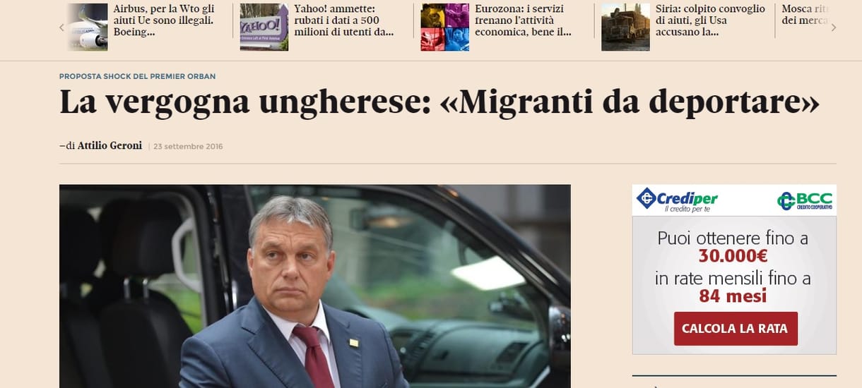 Olasz lap: Orbán javaslata szégyenletes, ijesztő és sokkoló