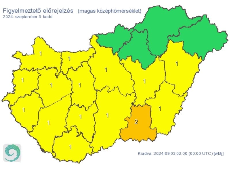 Citrom- és narancssárga figyelmeztetést adtak ki a forróság miatt, akár 36 fok is lehet kedden az ország egyes részein