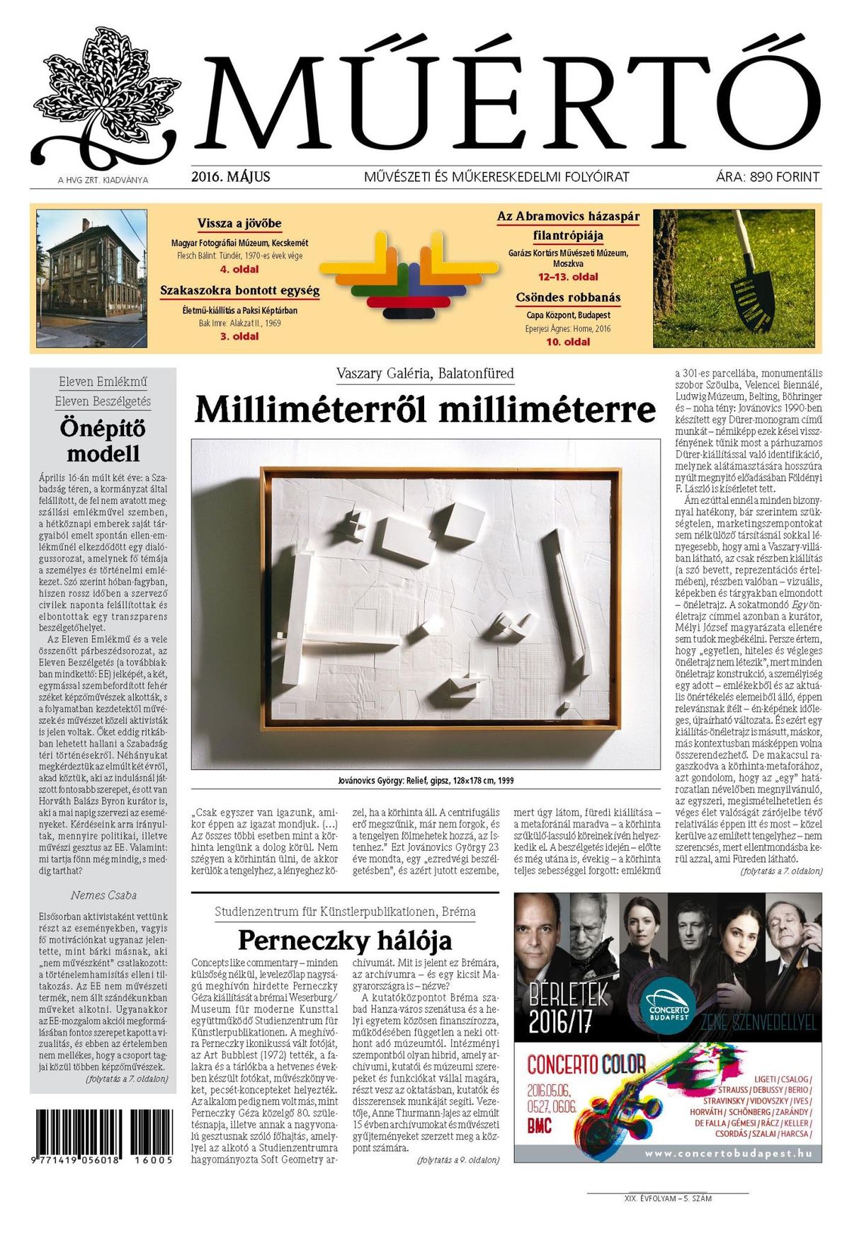 Megjelent a Műértő májusi lapszáma