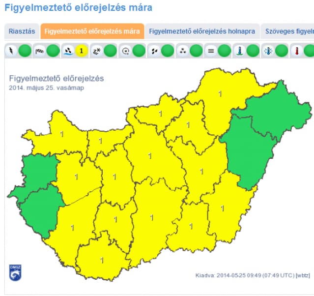 Érkezik a zivatar Budapestre (térkép)