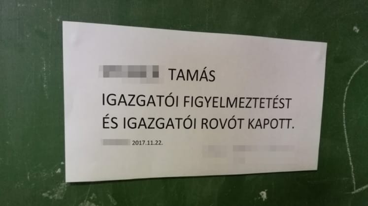 Az ombudsman szerint jogellenes a komáromi szakgimnázium szégyenfala