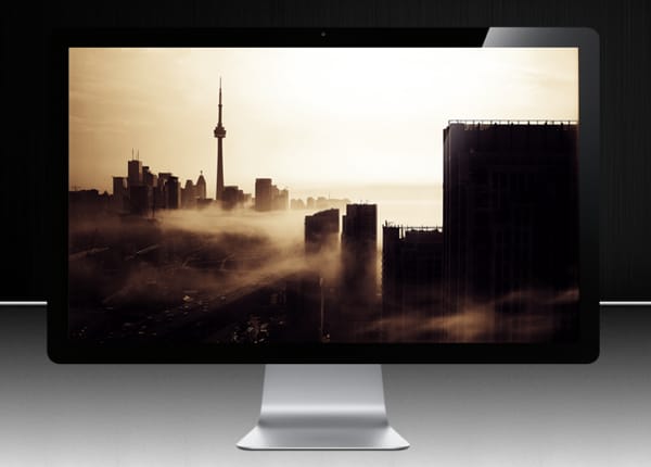 Mai háttérkép: Buildings Foggy Sky - mint egy sci-fiben