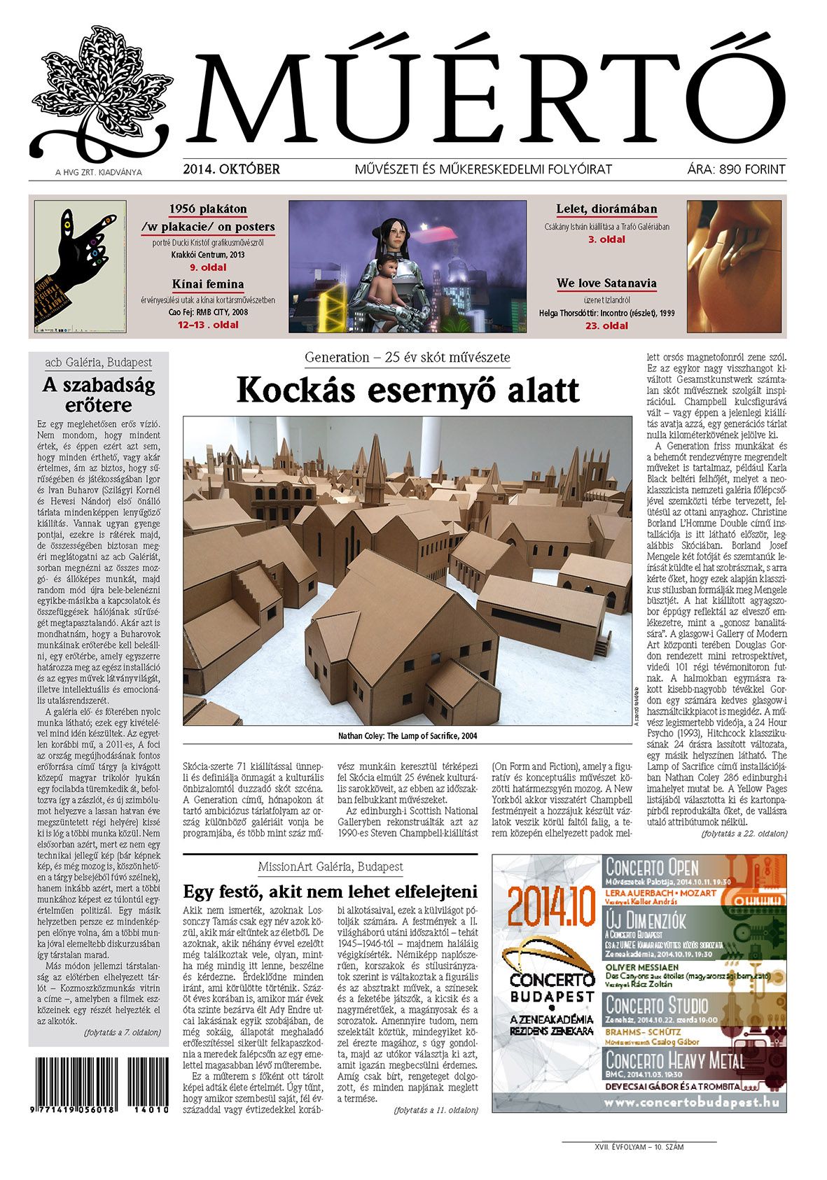 Megjelent a Műértő októberi lapszáma
