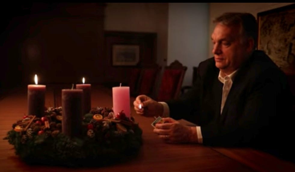 Orbán Viktor kemény sorosozás után meggyújtotta a harmadik adventi gyertyát