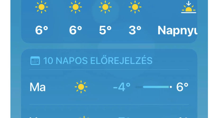 De mi az a kis fehér pötty az iPhone időjárás alkalmazásában?