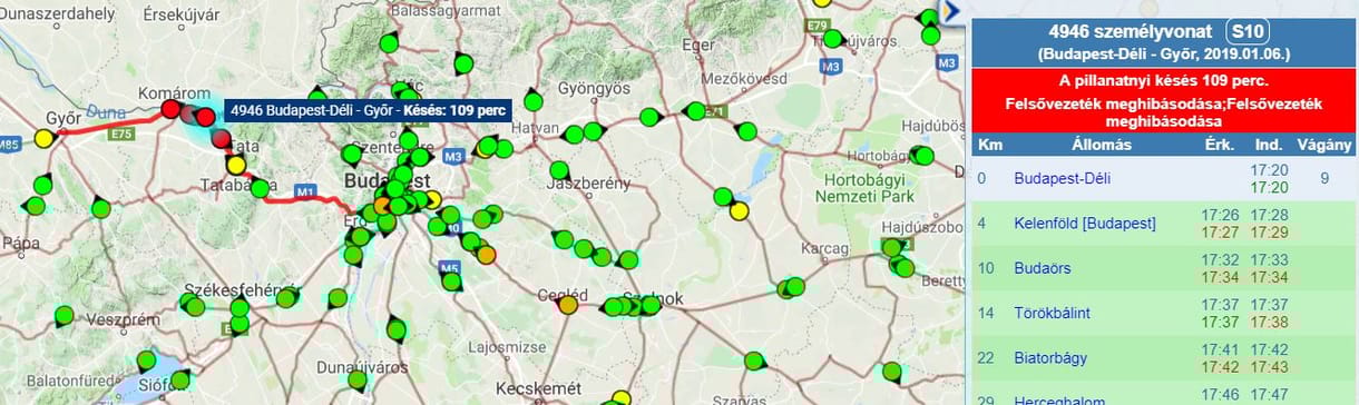 Leállt a vonatközlekedés a Budapest-Győr vonalon, pótlóbusz sincs