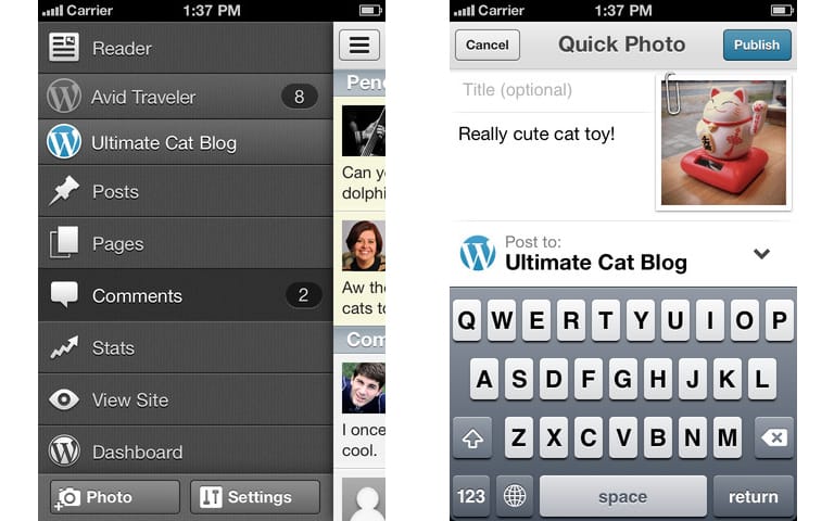 Modernizálódott és gyorsult a Wordpress iPhone-os kliense