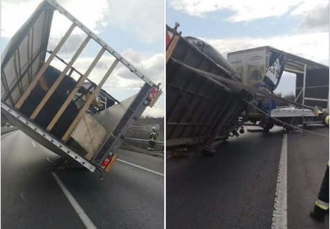 Megborított a szél egy teherautót az M7-esen