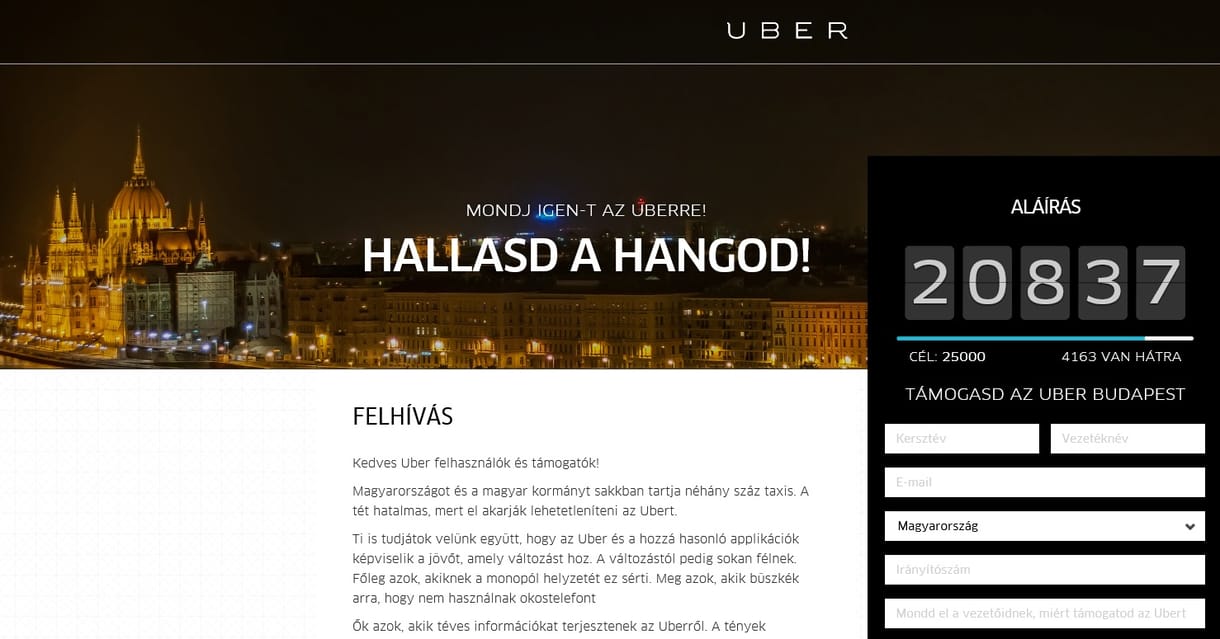 Petíciót küld Lázárnak, Rogánnak az Uber, több mint 20 ezren írták alá