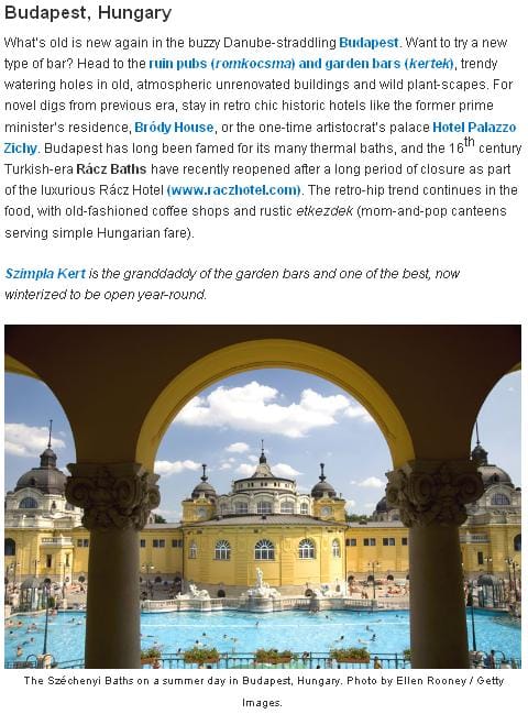 Felkerült Budapest a Lonely Planet toplistájára
