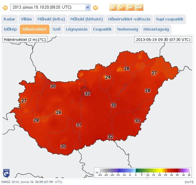 Így terjed a hőség az országban – mozgó térkép