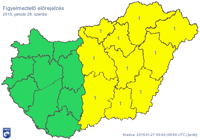 Térkép: Kettészakad az ország szerdán
