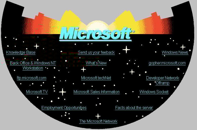 Így nézett ki a Microsoft első weboldala 1994-ben
