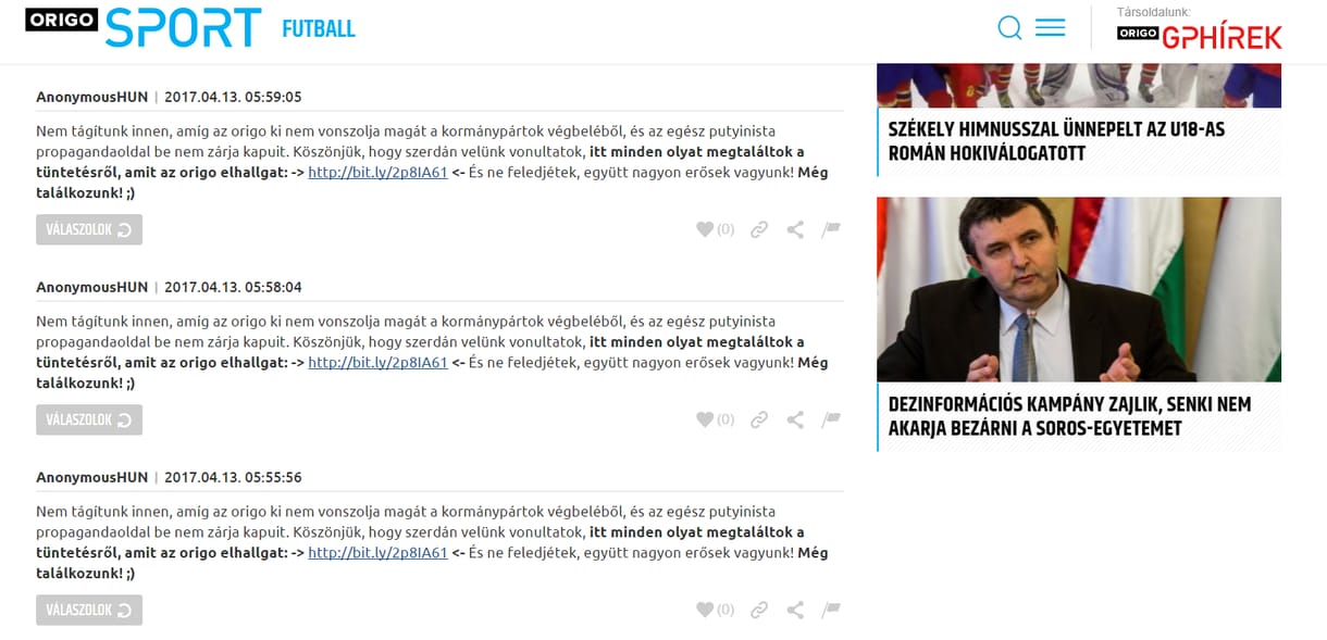 Meghackelték az Origo kommentrendszerét