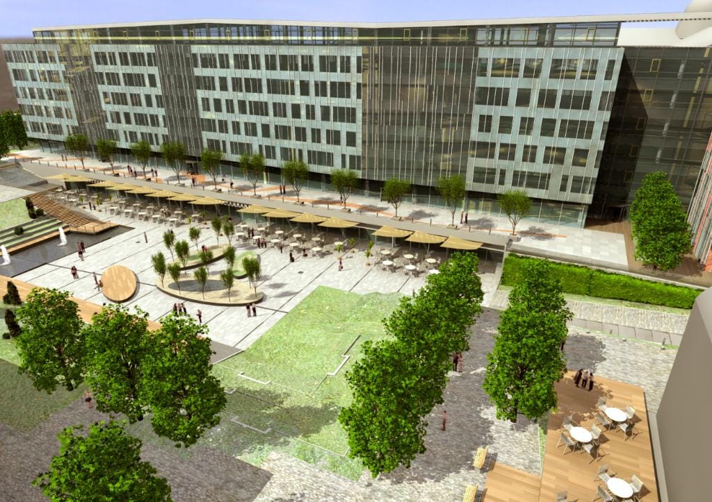 Új budapesti főtér: Szeptemberben nyit a Nyugatinál az Eiffel Tér Irodaház