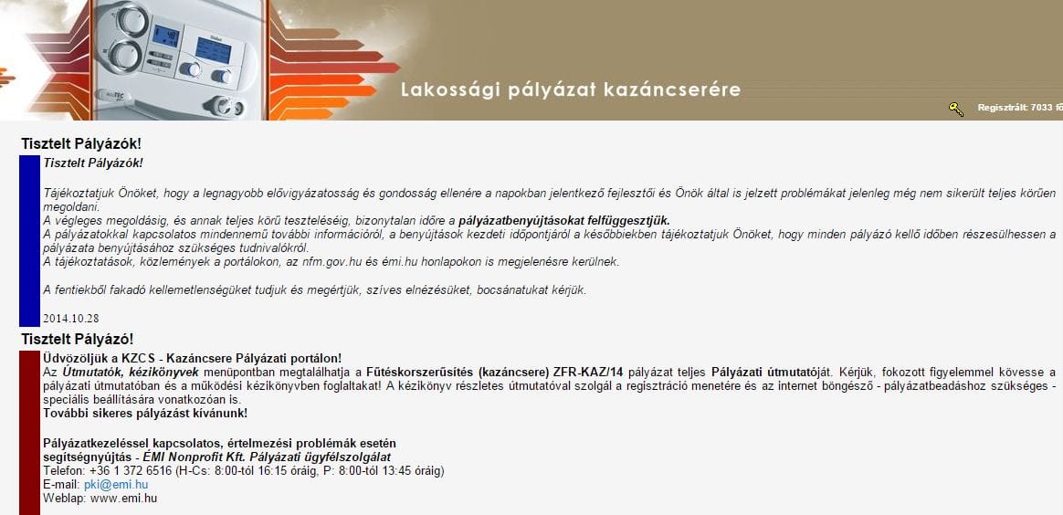 Behalt a kazán-, illetve hűtőgépcsere-pályázat, bizonytalan ideig így is marad