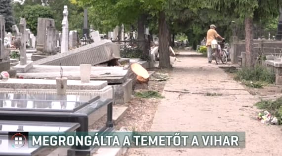 Durva pusztítást végzett a vihar Makó egyik temetőjében