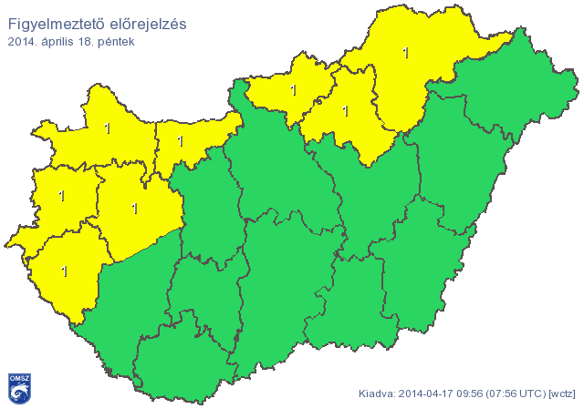 Figyelmeztetést adott ki több megyére a meteorológiai szolgálat