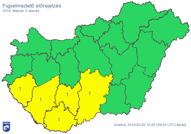 Térkép: nagy esők miatt adtak ki figyelmeztetést szerdára, de hó is jöhet
