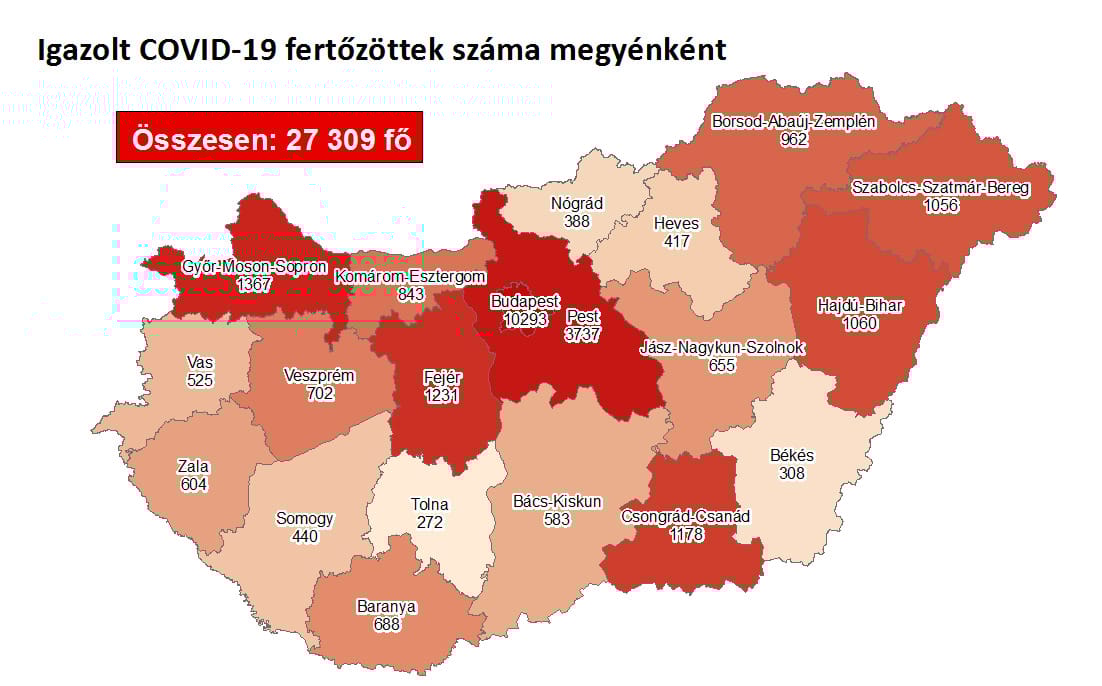 Egy nap alatt 16-an haltak meg a koronavírus miatt, 20 ezer fölött az aktív esetszám