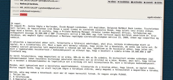 A nap vicce: elképesztő adathalász levél, magyarul…
