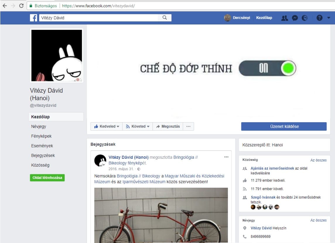 Hackerek törték fel Vitézy Dávid Facebook-oldalát